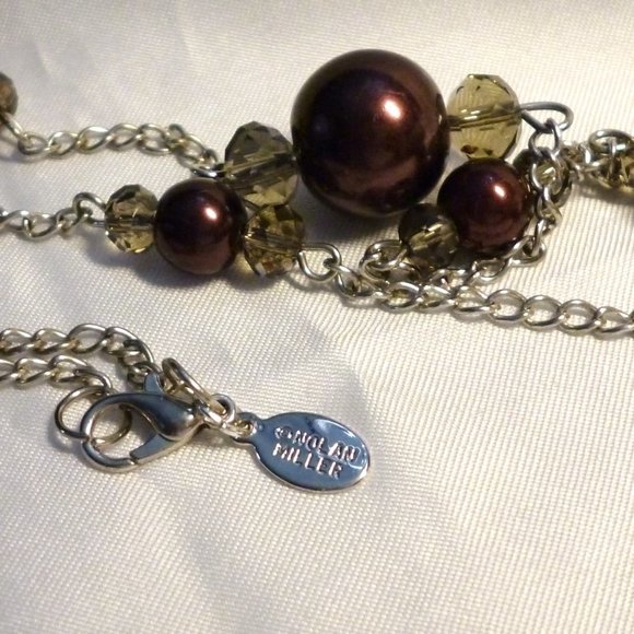 Nolan Miller Burgundy Necklace Shell Pearls & Crystals 49" 1980s NWOT Perfect - Picture 3 of 4